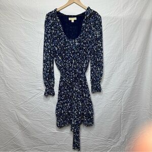 Michael Kors Blue Floral Long Sleeve Dress